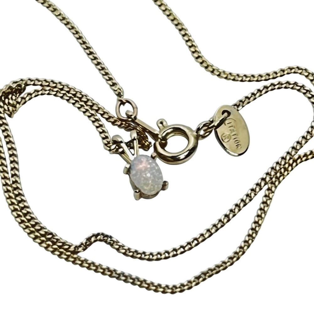Citation Gold Tone Curb Chain Necklace With Opal Pendant (5674) - Picture 6 of 6